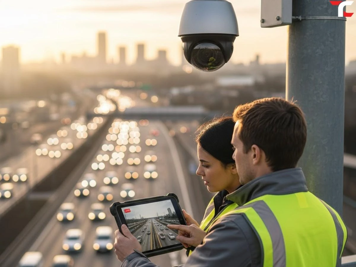 Live traffic camera as a video camera to observe traffic on road